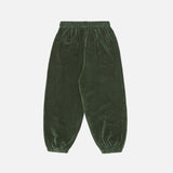 Kids Cotton Velour Balloon Pants - Dark Green