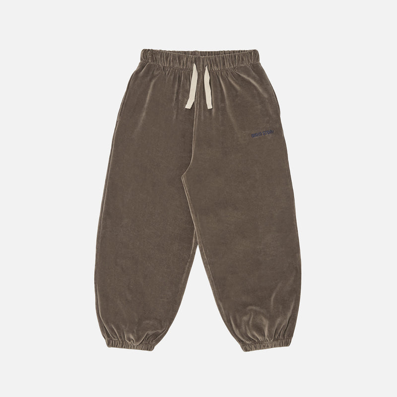 Kids Cotton Velour Balloon Pants - Roast