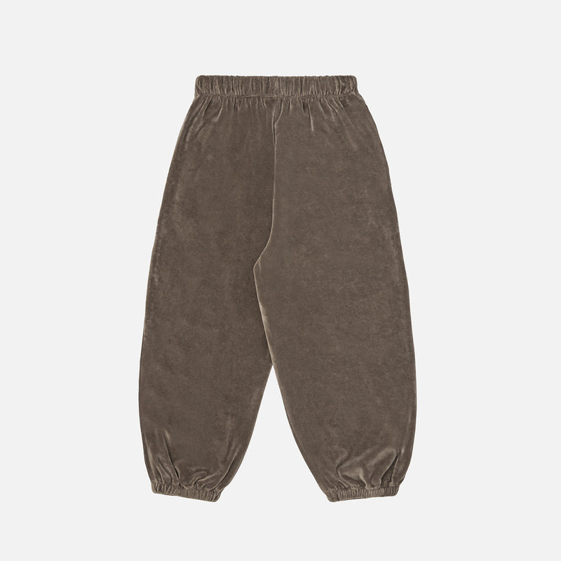 Kids Cotton Velour Balloon Pants - Roast