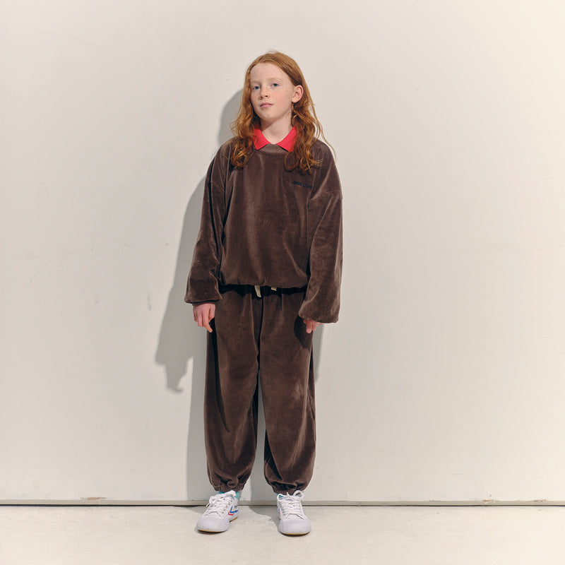 Kids Cotton Velour Bubble Sweatshirt - Roast