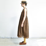 Women's Handloomed Cotton Yuki Dress - Brown Stripe