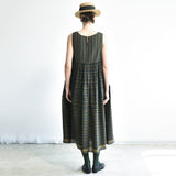Women's Handloomed Cotton Yuki Dress - Ash Stripe