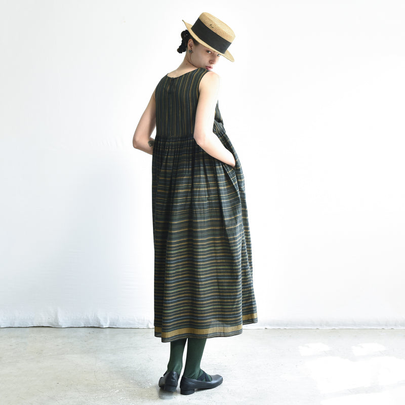 Women's Handloomed Cotton Yuki Dress - Ash Stripe