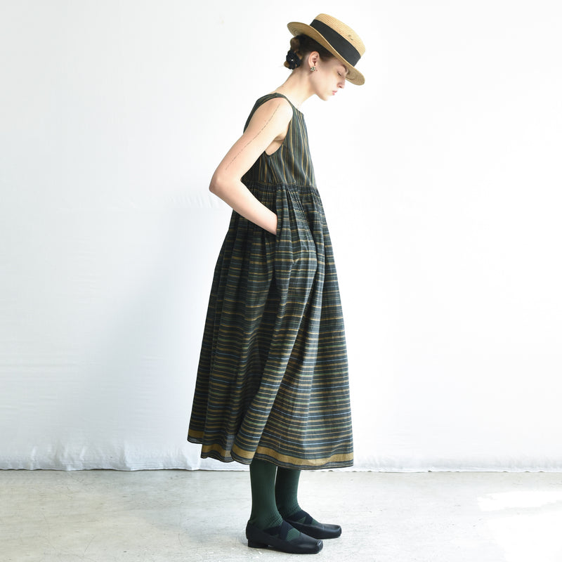Women's Handloomed Cotton Yuki Dress - Ash Stripe