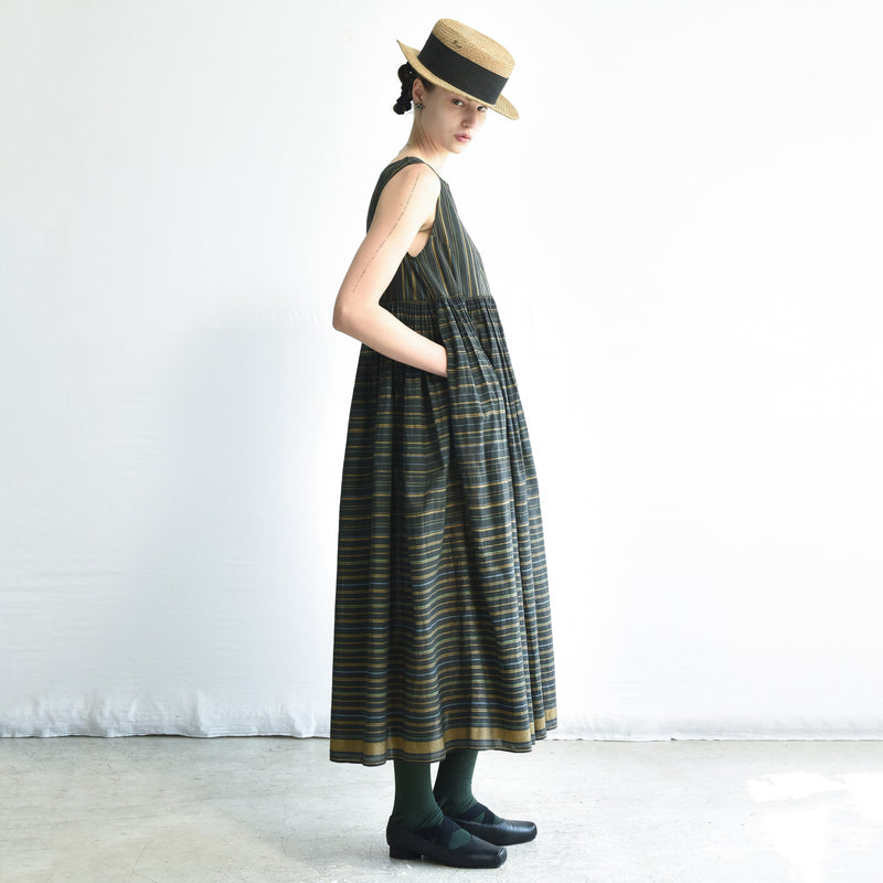 Women's Handloomed Cotton Yuki Dress - Ash Stripe