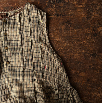 Women's Handloomed Cotton Nori Dress - Sepia Check