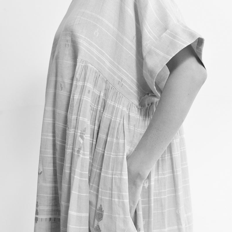 Women's Handloomed Cotton Summer Dress - Brown Stripe
