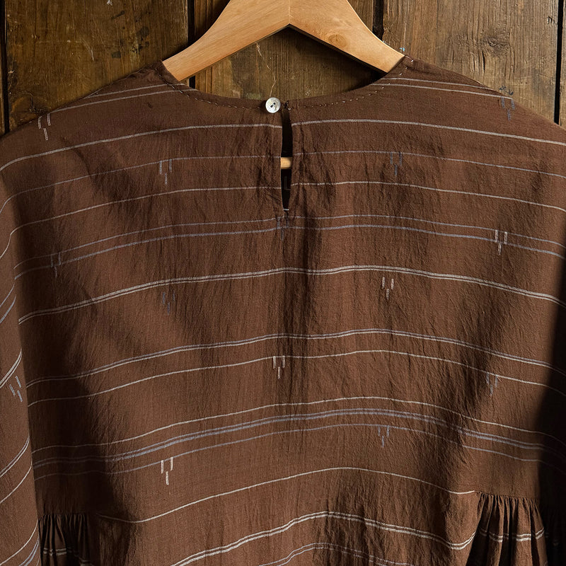 Women's Handloomed Cotton Summer Dress - Brown Stripe