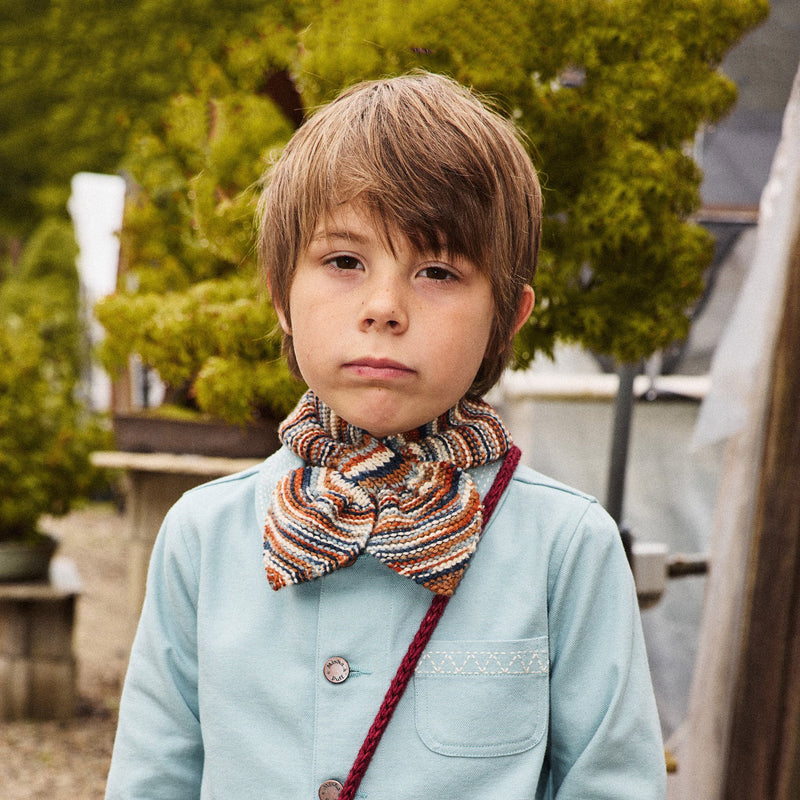Kids Handknit Merino Wool Sledding Scarf - Neriage Space Dye