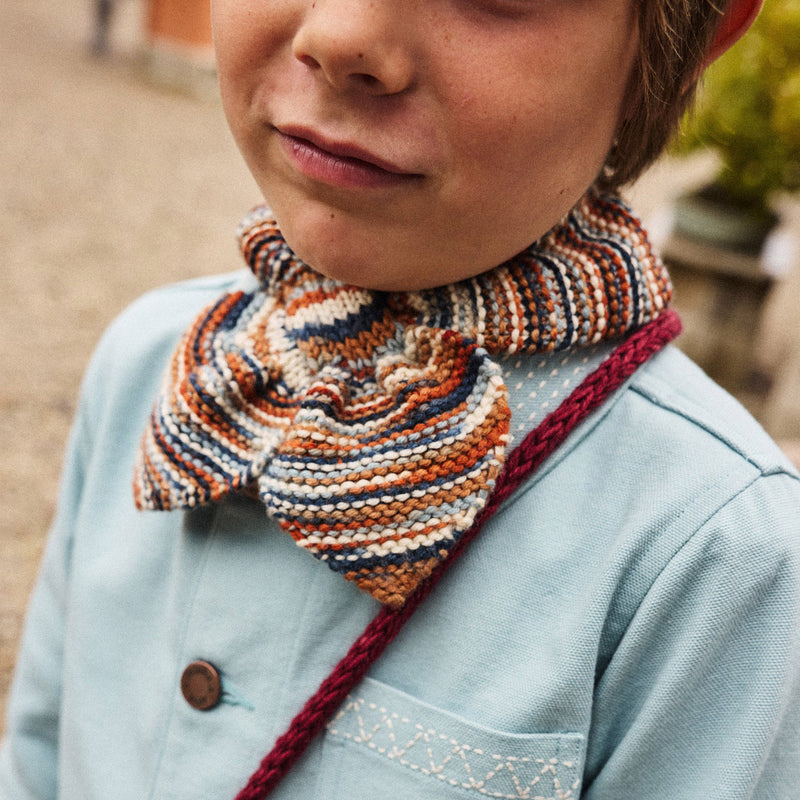 Kids Handknit Merino Wool Sledding Scarf - Neriage Space Dye