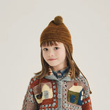 Kids Handknit Merino Wool Pointy Peak Hat - Nutmeg