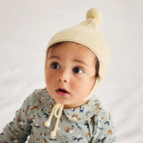 Baby Handknit Merino Wool Pointy Peak Hat - Shortbread