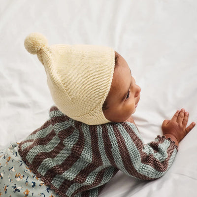 Baby Handknit Merino Wool Pointy Peak Hat - Shortbread