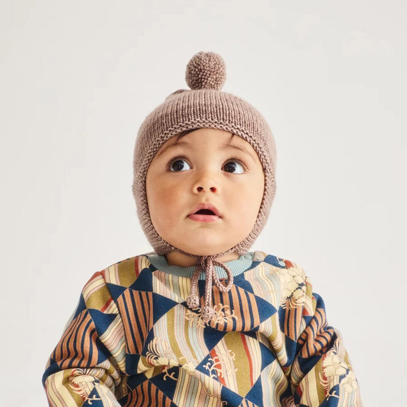 Baby Handknit Merino Wool Pointy Peak Hat - Turtledove
