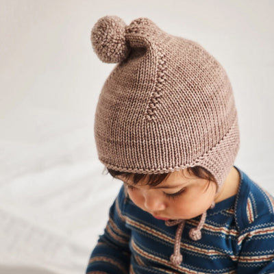 Baby Handknit Merino Wool Pointy Peak Hat - Turtledove