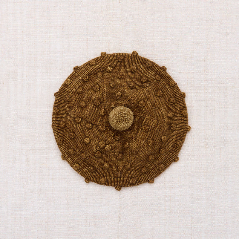 Kids Handknit Merino Wool Popcorn Beret - Nutmeg