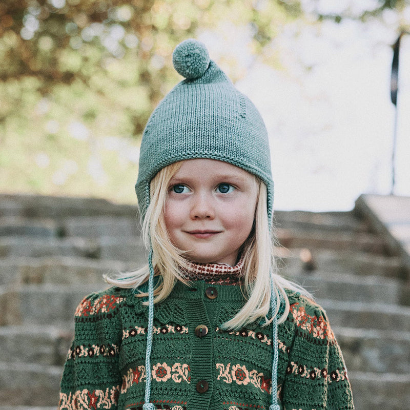 Kids Handknit Merino Wool Pointy Peak Hat - Onsen