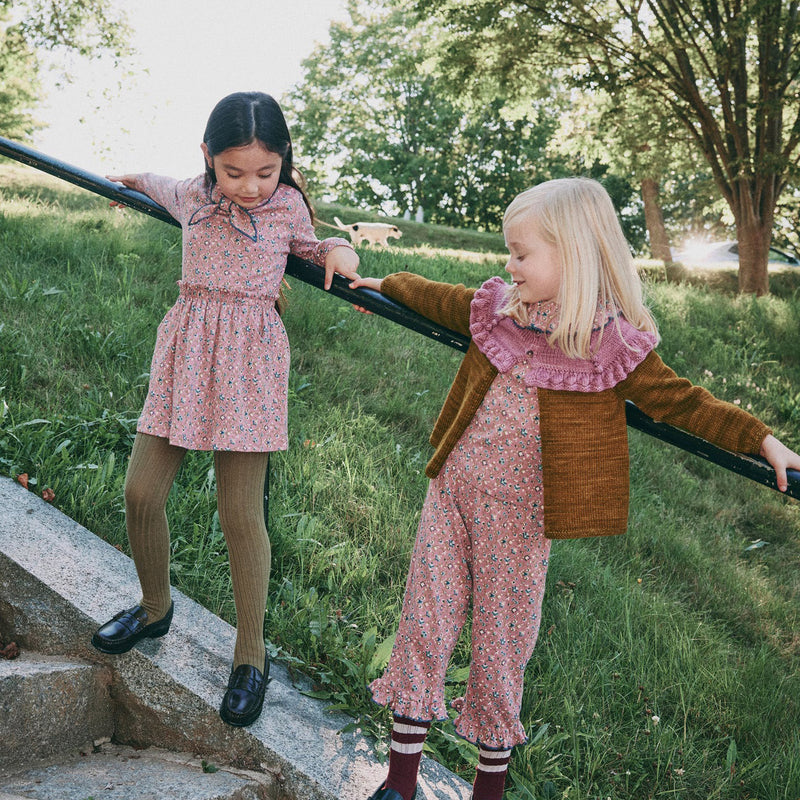 Kids Handknit Merino Wool Ruffle Cardigan - Nutmeg