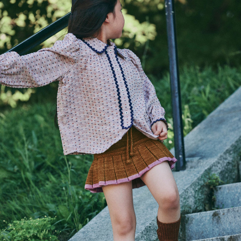 Kids Hand Knit Merino Wool Skating Pond Skirt - Nutmeg