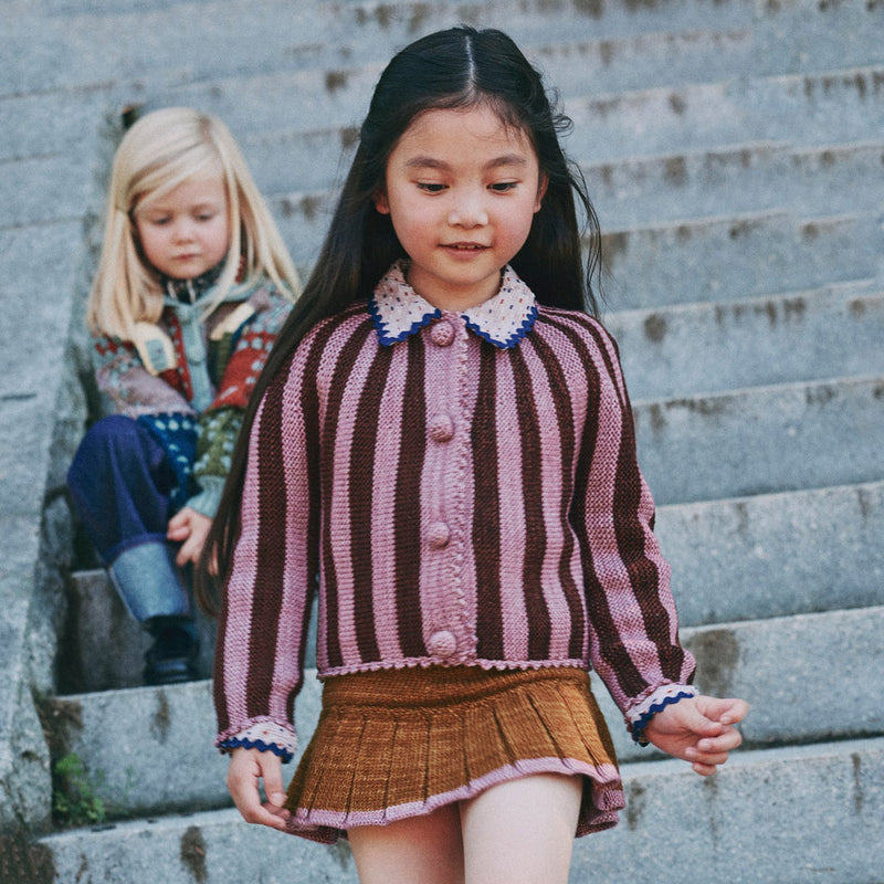Kids Hand Knit Merino Wool Skating Pond Skirt - Nutmeg