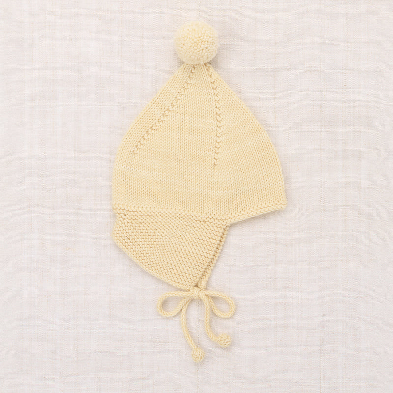 Baby Handknit Merino Wool Pointy Peak Hat - Shortbread