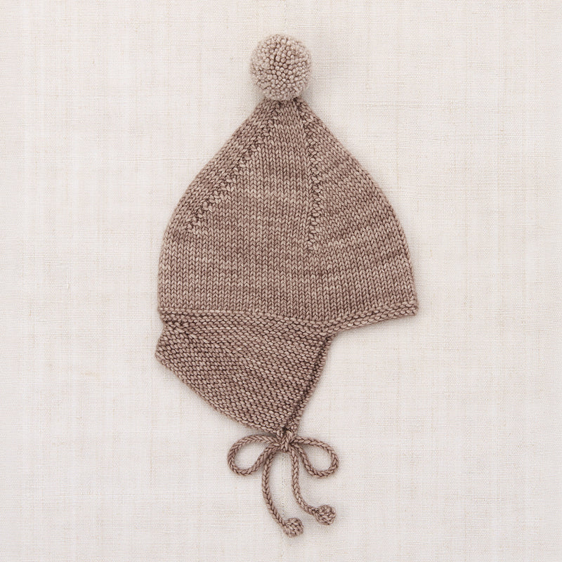Baby Handknit Merino Wool Pointy Peak Hat - Turtledove
