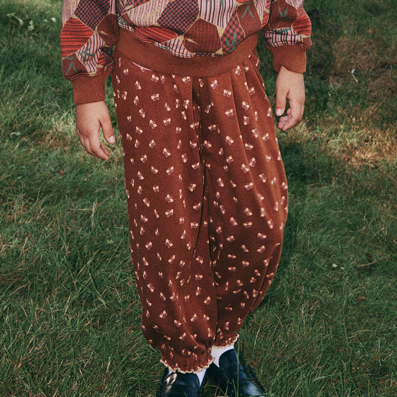 Kids Pima Cotton Balloon Pants - Nutmeg Mariposa