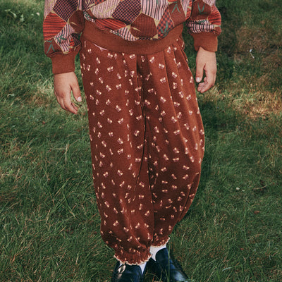 Kids Pima Cotton Balloon Pants - Nutmeg Mariposa