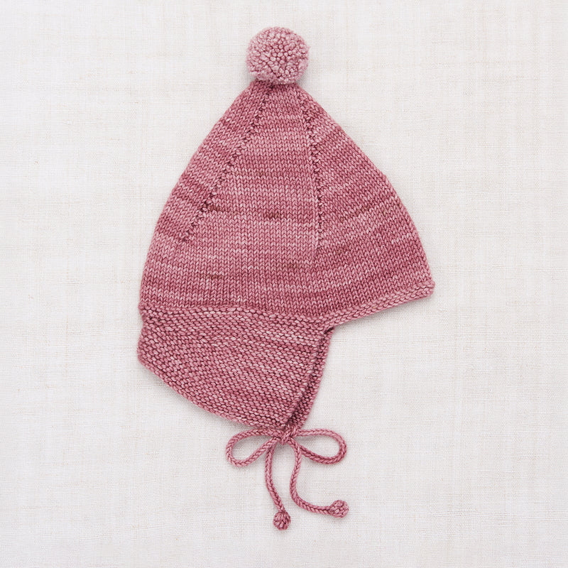 Kids Handknit Merino Wool Pointy Peak Hat - Antique Rose