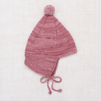 Kids Handknit Merino Wool Pointy Peak Hat - Antique Rose