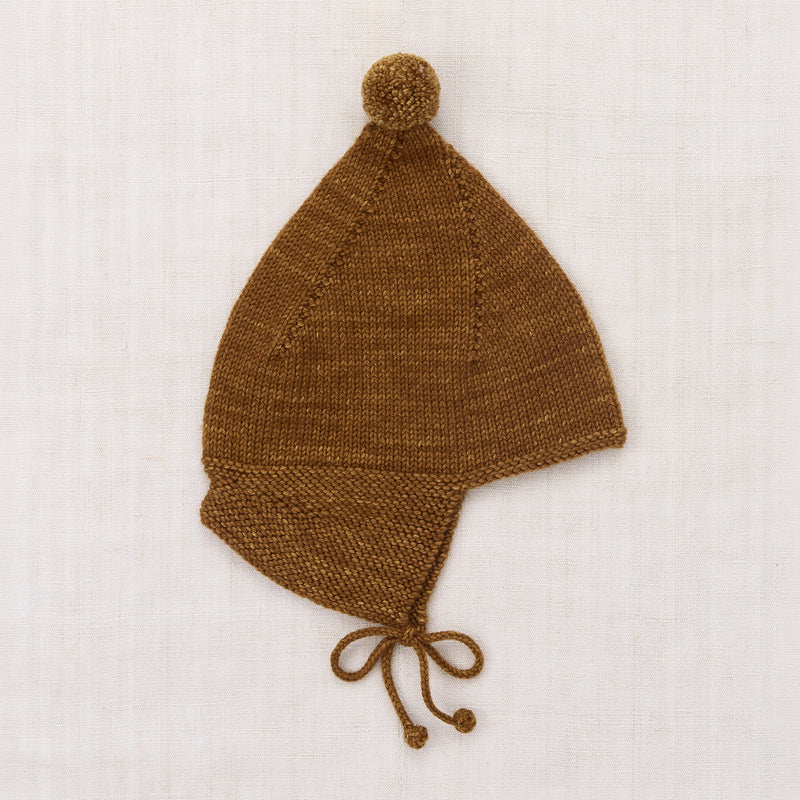 Kids Handknit Merino Wool Pointy Peak Hat - Nutmeg
