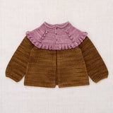 Kids Handknit Merino Wool Ruffle Cardigan - Nutmeg