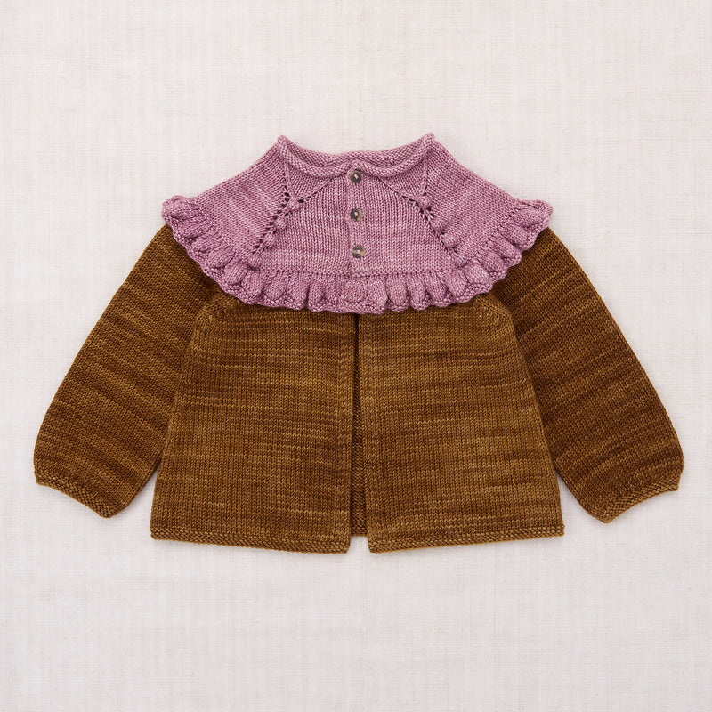 Kids Handknit Merino Wool Ruffle Cardigan - Nutmeg