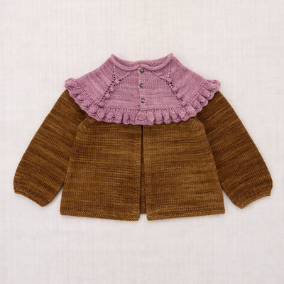 Kids Handknit Merino Wool Ruffle Cardigan - Nutmeg