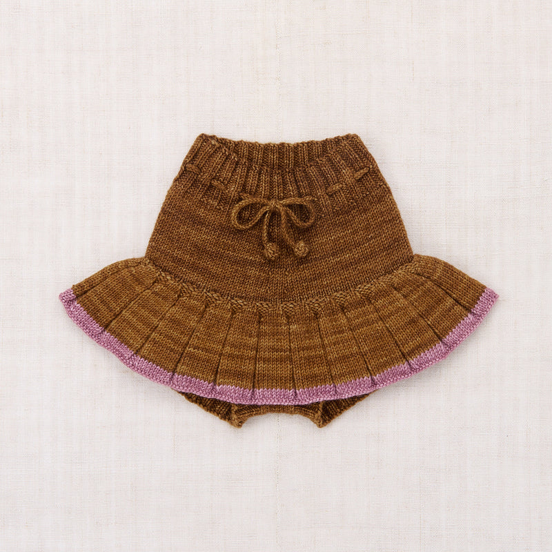 Kids Hand Knit Merino Wool Skating Pond Skirt - Nutmeg