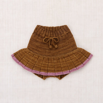 Kids Hand Knit Merino Wool Skating Pond Skirt - Nutmeg