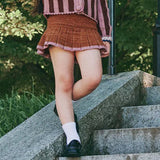Kids Hand Knit Merino Wool Skating Pond Skirt - Nutmeg