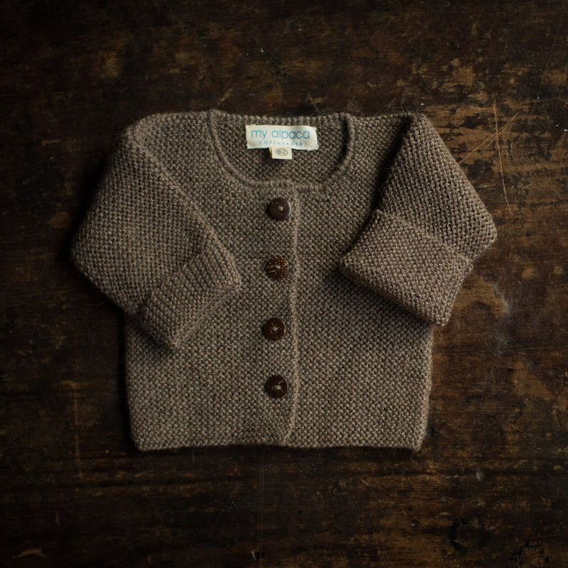 Baby Handknit Alpaca Cardigan - Brown