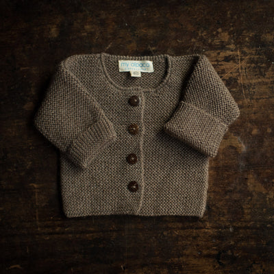 Baby Handknit Alpaca Cardigan - Brown