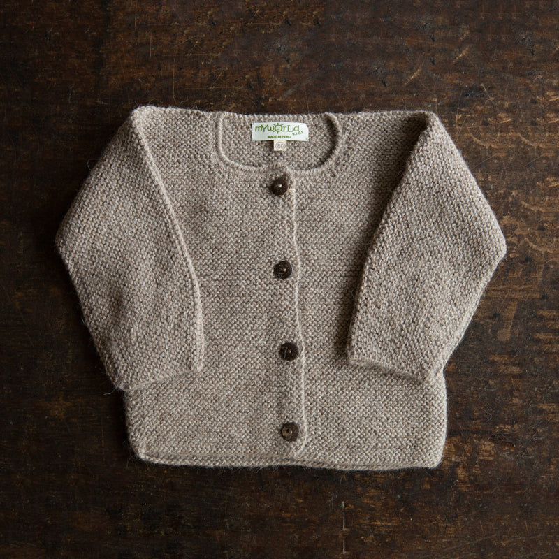 Baby Handknit Alpaca Cardigan - Oatmeal