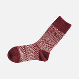 Adults Wool Jacquard Socks - Wine