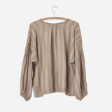 Women's Linen Folklore Blouse - Red Stripe