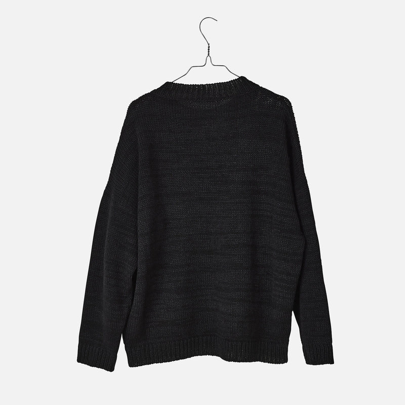 Women's Linen/Wool Knit Sweater - Black