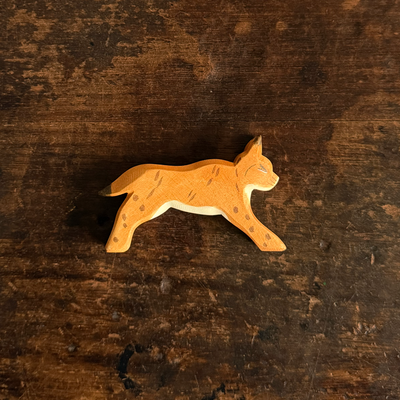Handmade Wooden Lynx Running