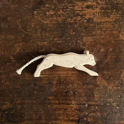 Handmade Wooden Snow Leopard