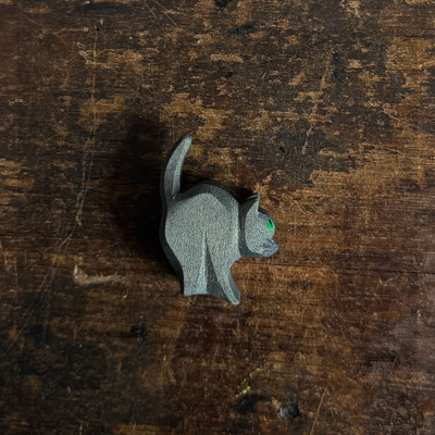 Handmade Wooden Cat for Witch