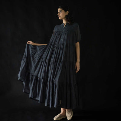 Women's Handwoven Cotton Kora Dress - Ash Grey