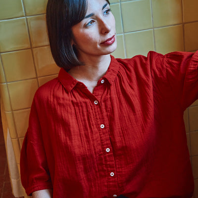 Women's Cotton Neotine Blouse - Equestrian Red