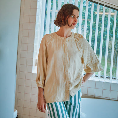 Women's Cotton Onagre Blouse  - Biscotti