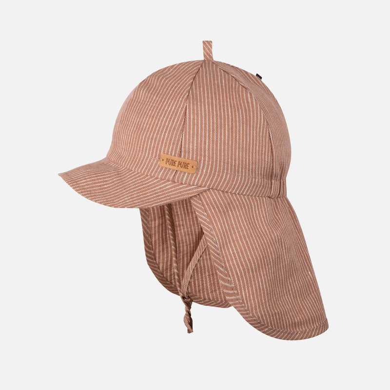 Baby & Kids Linen Legionnaire Sun Hat - Mocha Brown Stripe